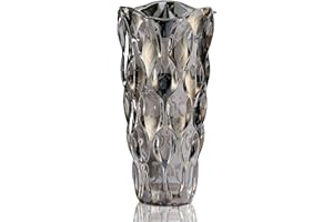 CEMABT Bouteille de Vase à Fleurs en Verre épaissi de 3,4 LB, Style soufflé à la Main de Luxe Exquis, décoratif pour Arrangement Floral, Mariage (Gris fumé)