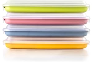 IBILI - Set de 4 Tapers para Embutidos y Fiambres, 4 tapers de 24,8 X 14,4 X 3,3 cms, Plástico Libre de BPA, Reutilizable, Amarillo + Rojo + Verde +Azul