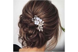 Cimenexe Peine Del Pelo De La Flor De Cristal Bohemio Pasador Del Pelo De La Flor Blanca De La Hoja De Oro Tocado Perla Vintage Peine Decorativo Boda Joyería Para Las Mujeres Y Las Niñas Regalos