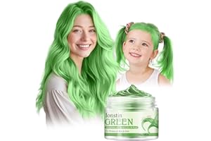 LONSTIN Colores temporales para el cabello lavables, cera para el cabello cera gel hidratante para el cabello natural fiesta para hombres y mujeres papel Navidad de Halloween (Verde, Verde)