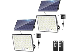 Kolpop Solar Security Lights Outdoor Motion Sensor with Lenses, 3 Modes Remote Solar Lights Outdoor Garden, IP65 Waterproof Solar Powered Pir Flood Light for Shed Porch Yard Garage, 2 Pack