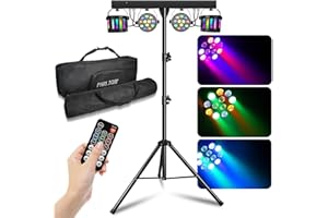 GZGDLJQ Derby LED Party Bar Lights,DJ Lights Disco Party Effect DMX Stage Lighting System,DJ Lights with Stand Sound Activated Disco Lights for Parties, Stage Lights System with DMX & Remote Control & Bag