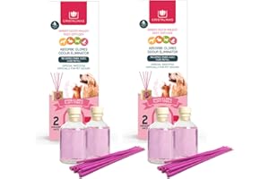 CRISTALINAS Pet Odour Eliminating Reed Diffuser Refills Fluffy Towels Scent - 2 x 30ml Home Air Freshener Refills and Reeds - Each Refill Lasts upto 4 weeks - Reed Diffuser Refill for Home - Pack of 2