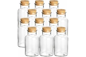 gouveo set di 12 barattoli per spezie 250 ml rotondi con tappo in sughero - piccoli barattoli in sughero con chiusura in sughero - barattoli vuoti per erbe aromatiche, spezie
