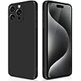 GiiYoon Case Compatible with iPhone 15 Pro Max, Silky-Soft Touch Full-Body Protective Phone Silicone Case, Shockproof Cover with Microfiber Lining, Black