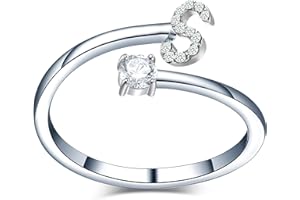 Only faith Anelli con lettera iniziale regolabile per le donne, con brillanti di zirconi, acciaio inossidabile, anelli con lettera aperta per gioielli di moda da donna