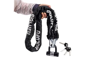 BIGLUFU Candado Moto Cadena Antirrobo Seguridad con 4 llaves, 100/120/150cm Largo Cadena de 10/12/15mm de grosor a prueba de cortes con U Lock para Antirrobo Moto, Bicicleta