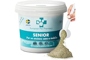 European Pet Pharmacy SENIOR Integratori per Cani Anziani - Glucosamina Condroitina MSM per Cani e Gatti con Dolori Articolari - Età 7+, 140 g in Polvere