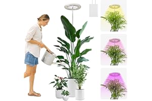 YUYMIKA 72 lampade circolari a spettro completo, 5 V3 A Grow Light con spina europea, timer 3/9/12, cavo 3 m, asta telescopica per piante da giardino (1 pezzi)