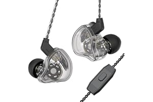 keephifi CCZ Melody in Ear Monitor - Auriculares con Cable (1 ba + 1 DD HiFi Bass IEM Dynamic Hybrid Dual Drive Auriculares (Transparente Negro, con micrófono)