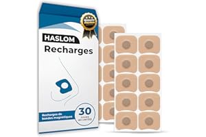 Haslom® 30_ Recharges Bandelettes Nasales Magnétiques Premium, Pack 30 Jours, Adhésif Extra Fort, Résistant à la Transpiration et à l’Eau, Maintien Maximal [Sport et Sommeil] (30 jours)