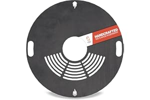 FEUERFEST 123 GMBH Feuerfest 123 – Plaque de cuisson design en acier Ø 60 cm, plaque de cuisson avec poignée de transport pour tonneau à feu ou brasero, également pour barbecues à gaz, charbon et sphériques, anneau de