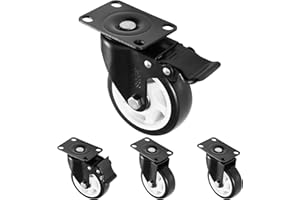 H&S 4 kółka skrętne do dużych obciążeń 600 kg, 100 mm, PU, obrotowy wózek z hamulcami, czarny