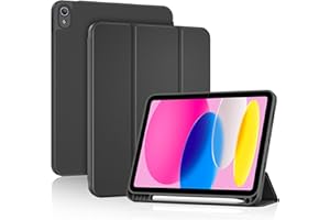 ProCase Hülle für iPad A16 11. Generation 2025 11 Zoll/ 10. Generation 2022 10,9 Zoll, Komplettschutz Slim Case mit Stifthalter Soft PU TPU Cover für iPad 11/10 -Schwarz