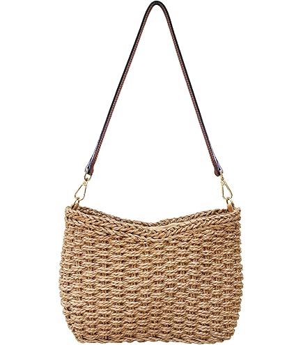 CREATCABIN Pochette Cosmétique Tissée Paille Beige Sacs Main