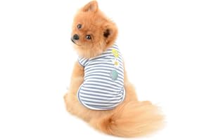 PAIDEFUL Camicie a Righe per Cani di Taglia Piccola Media Gatti Gilet in Morbido Cotone Tee Canotte Traspiranti Senza Maniche Cuccioli Chihuahua Abbigliamento Cane Magliette Pet Estate Blu XXL