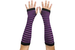 AUSUAYA Guantes largos sin dedos a rayas para mujer, calentadores de brazo de invierno para punk rock, cosplay, fiesta gótica WM-S-G5