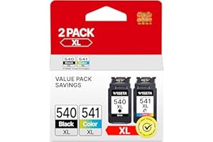 WISETA 540XL 541XL Twin Pack Replacement for Canon PG-540XL CL-541XL Ink Cartridges for 540 Black and 541 Colour Ink Cartridges for Canon Pixma TS5150 TS5151 TS5100 MG3600 MG3650 MG3650s MG4250