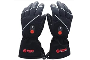 SAVIOR HEAT Guantes Calefactables Batería Recargable Hombre Mujer, Guantes Calefactables de Cuero Palma para Esquí Patinaje de Invierno, Guantes Térmicos para Motociclismo Caza 2.5-7 Horas
