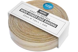 WoodPress® Real Oak Veneer Edging Tape – 22mm x 7.5m | Pre-Glued Iron on Edge Banding w/Hot Melt Adhesive