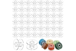AHQIZFX 60 Clear Plastic Sewing Machine Bobbins - Compatible with Brother, Singer, Janome, Kenmore Machines - Embroidery Bobbins & Sewing Accessories