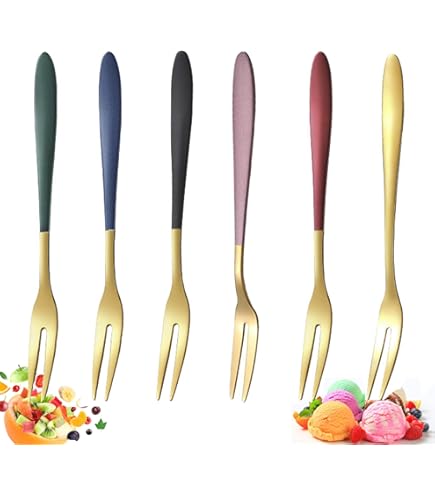 5 Forchette Da Frutta A Margherita In Acciaio Inox Colorato - Per Casa E Feste