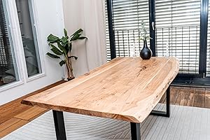 Linele Baumkantentisch 140x80 cm – Tischplatte 3,5 cm – Massivholz Esstisch aus Akazienholz mit U-Gestell, echte Baumkante, naturfarben – Handgefertigt & robust – inkl. Lieferung an den Wunschort