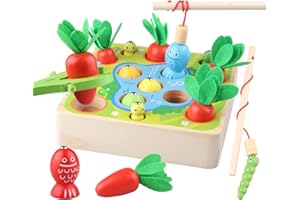 Sunarrive 3-in-1 Angelspiel aus Holz - Fische Angeln Spiel Holzspielzeug - Montessori Motorik Spielzeug - Motorikspielzeug - Lernspielzeug - Lernspiele - Geschenk für Kinder Kleinkind ab 2 3 Jahre