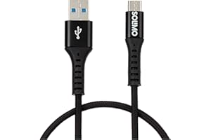 Amazon Brand - Solimo Fast Charging Braided Type C Data Cable Joint, Suitable For All Supported Mobile Phones (1 Meter, Black