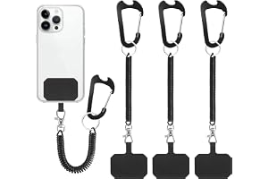 GFUEIGJ Mobilband med flexibel spiralkabel, 3 stycken , stöldskydd, snodd, allmän mobiltelefonrem med flexibel spiralkabel, , säkring, stöld, nyckelband för utomhus, vandring