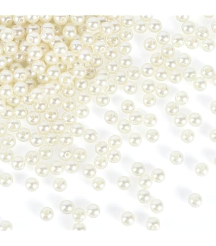 1200 perline artificiali bianche, 6 mm, piccole perle con fori per la creazione di gioielli, bracciali, collane, capelli, artigianato, decorazioni, riempitivi per vasi (1200