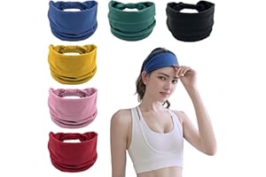 Jortmrd 6 Stück Haarband Damen Breit Stirnband Damen Sommer Bandana Elastische Haarbänder Yoga Sport Kopfband Frauen Kopftuch Headband Baumwolle (6 Farben)