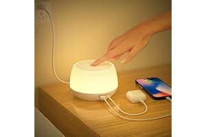 ‎GÖRVITOR Nachttischlampe mit Ladefunktion USB C 20W Fast Charger, LED Nachttischlampe Touch Dimmbar mit RGB Farbwechsel Mode & Timing, Tischlampe mit Ladefunktion für Kinderzimmer Schlafzimmer Wohnzimmer