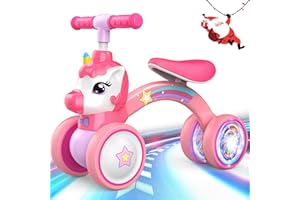 Dromlag Draisienne Bebe Licorne avec Roues Lumineuses pour Enfants 1-2 Ans, pour Garçons et Filles, Max 25kg