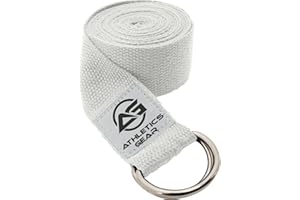 ATHLETICS GEAR AG Yoga Strap Belt with Metal D-Ring Buckle, 6ft long & 1.5 inch wide, Made with Durable Cotton for Stretching and Flexibility
