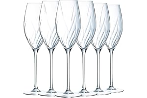 Cristal d'Arques Paris - Collection Swirly - 6 flûtes 24cl - Fabriquées en France - Emballage renforcé