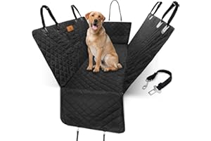 AMZPET 3-in-1 Dog Car Seat Cover - Hammock, Back Seat Cover and Boot Liner - Scratch-Proof with Seat Belt Tether