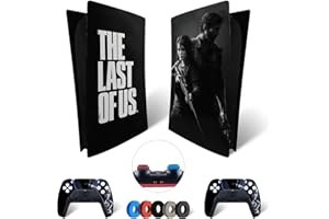 MaD Vision® Set de Skin Extra-Durables en Vinyle pour PS5 Digital + 5 Paires de Aiming Rings | Kit Autocollant et Résistant aux Rayures pour Playstation 5 + 2 Controllers – pour The Last of Us Design