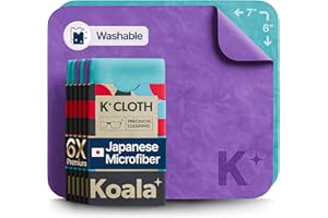 KOALA LIFESTYLE Koala Lens Cleaning Cloth | Japanese Microfiber | Glasses Cleaning Cloths | Eyeglass Lens Cleaner | Eyeglasses, Camera Lens, VR/AR Headset, and Screen Cleaning | Blue & Purple (Pack of 6)