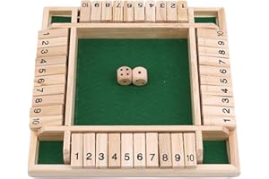 ARTGHJL Shut The Box, Juego de Mesa 2-4 Jugadores, Cierra la Caja Juego con 2 Dados, Juego de Matemáticas para Niños y Adultos, Familiares para Padres e Hijos Fiesta (Verde)