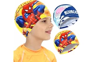 FXFOOT Gorros de Natación para Niños, 2 Piezas Gorro de Natación de Poliéster, Gorro de Natación Niña, Gorro de Natación para Pelo Largo, Gorro Piscina Niña, Elásticos y Cómodos Gorro de Baño para Niñas