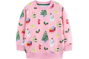 Smazero Little Girls Christmas Jumper Sweatshirt Kids Cotton Crew Neck Xmas Pullover Tops for Children 2-9 Years
