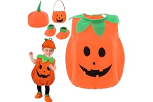 Cloudkids - Costume d'Halloween Costume de citrouille Mignon Enfants de 12 à 18 mois Cosplay Robe pour carnaval Fête Vêtements avec chapeau Chaussures