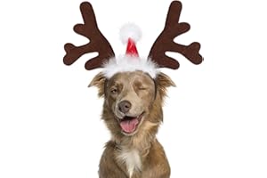 GTYARYUA Rentiergeweih Hund, Weihnachten Haustier Stirnband, Verstellbarer Rentier Geweih für Hunde, Rentier Haarreif Hund, Hunde Weihnachtskostüm, für Katzen und Hundes im Winter und zu Weihnachten (B)