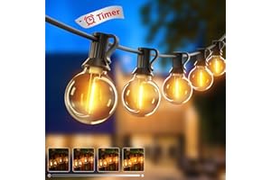 btfarm 36M Guirnalda Luces Exterior Regulables con Temporizador, 50+3 G40 LED Bombillas Exterior Guirnalda Inastillable, Impermeable Luces Led Para Jardín Terraza Patio Fiesta, Blanco Cálido