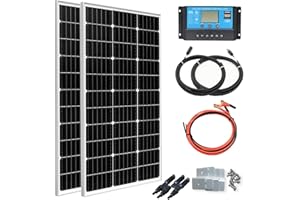 XINPUGUANG 200w Kit Panneau Solaire 12v 200w(2pcs 100w) Mono Photovoltaïque 18v Module 20A Contrôleur de Charge pour Bateau, Voiture, Camping-car, Maison, Jardin, Abri (watts, 200)