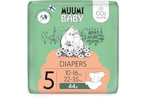 DELIPAP Pañales Muumi Baby Eco Talla 5, 10-16 kg, 44 pañales premium con barrera antifugas | suaves y agradables para la piel, transpirables, absorbentes, sin productos químicos innecesarios |