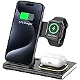 Aimtel 3 in 1 Foldable Charging Station Compatible for Apple Watch 10/Ultra 2/9/8/7/6/SE,Fast Wireless Charger Travel&NightLight for iPhone 16/16 Pro/16 Pro Max/16 Plus/15/14/13/12,Air Pods Pro/4/3/2