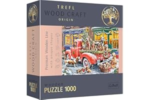 Trefl 20176 – Puzzle Drewniane: Pomocnicy Świętego Mikołaja – 1000 Elementów, Wood Craft, Nieregularne Kształty, 100 Świątecznych Figurek, DIY, dla Dorosłych i Dzieci od 12 Lat