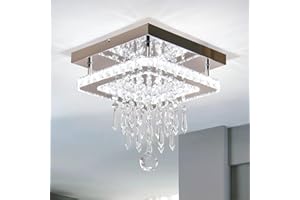 ‎FRIXCHUR FRIXCHUR Quadratischer Kristall Kronleuchter Moderne Kristall Deckenleuchte LED Unterputz Deckenleuchten für Esszimmer Schlafzimmer Wohnzimmer Flur (Kühl Weiß)